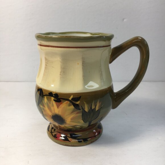 Certified International Scalloped Sunflower Footed Mug Set 4 Margaret Le Van - Picture 2 of 8